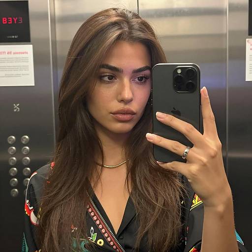 Selfie in the Elevator: Fashionable Woman