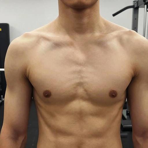 Teenage Boy's Defined Pecs Close-Up