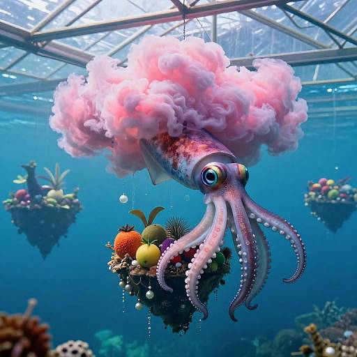 Giant Squid Cultivates Floating Fruit Islands