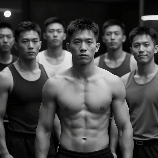 Gritty Black-and-White Muscular Group Portrait