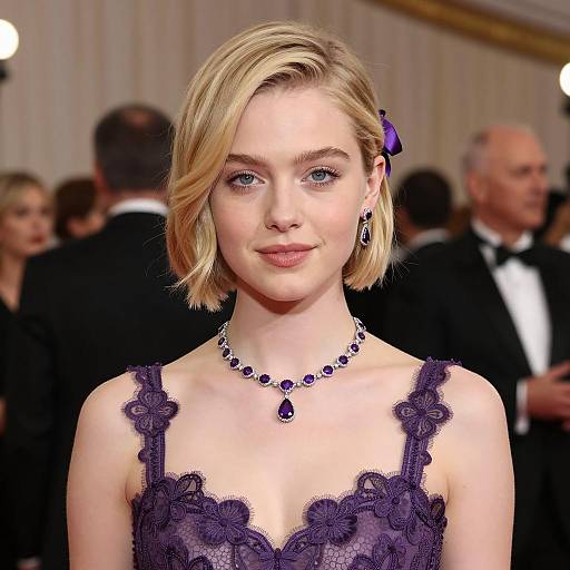 Elegant Woman in Purple Evening Gown