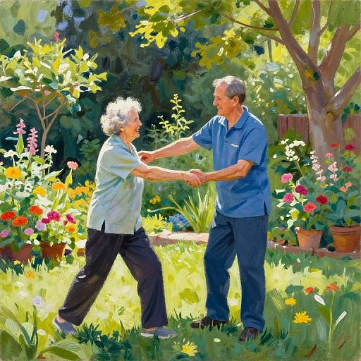 Elderly Outdoor Rehabilitation in Garden