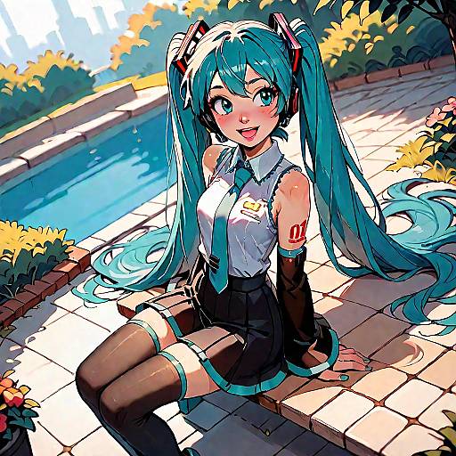 Hatsune Miku on a Park Bench