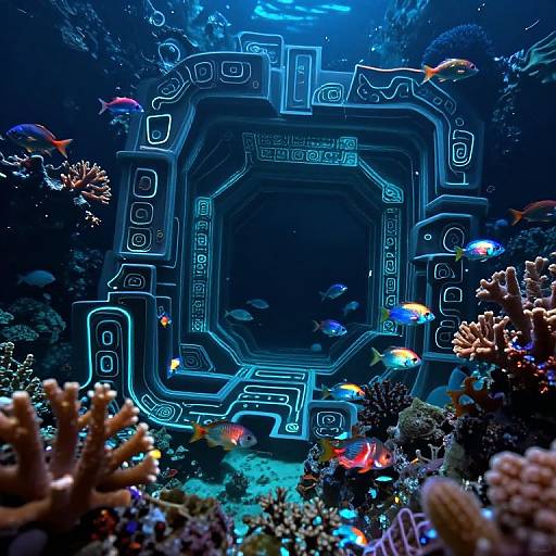 Escher-Inspired Luminescent Underwater Realm