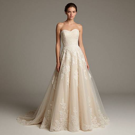 Elegant Strapless Champagne Wedding Dress
