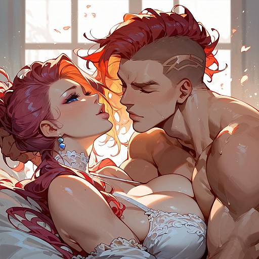 Intimate Moment Between Fantasy Characters