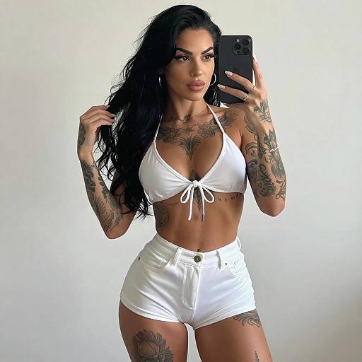 Tattooed Woman Mirror Selfie