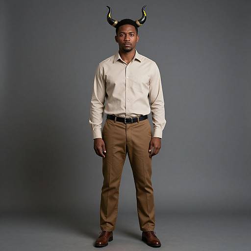 Man with Horns in Earth Tones
