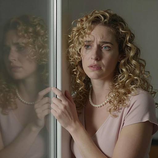 Worried Woman in Dimly Lit Setting