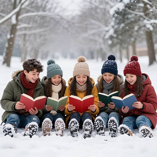 Winter Reading Bond Among Five Youths