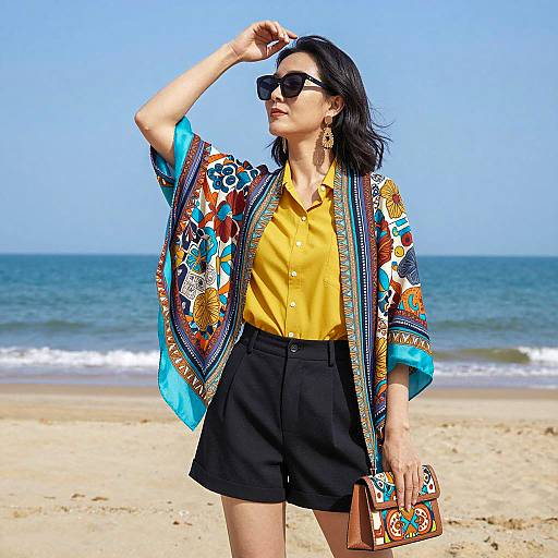 Stylish Asian Woman on a Beach