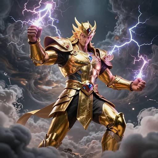 Gigachad God in Golden Armor