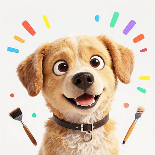 Whimsical Cartoon-Style AI Dog