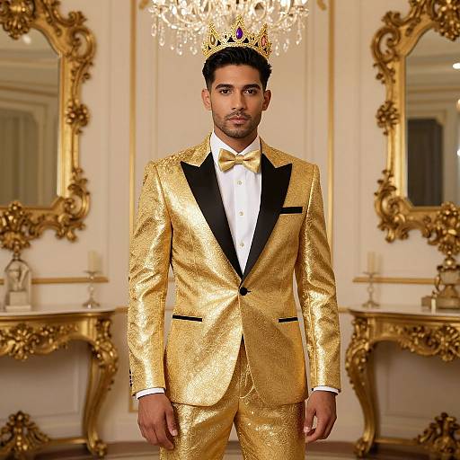 Man in Golden Glam Outfit