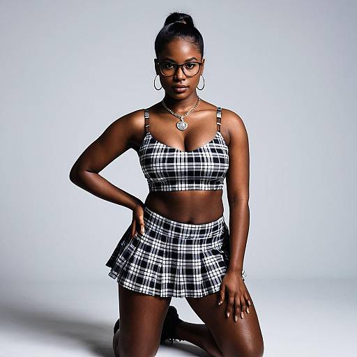 Fashion Photography of Plaid Crop Top Set