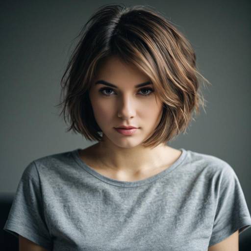 Realistic Layered Bob Hairstyle Portrait