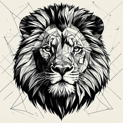 Geometric Sketch of a Majestic Lion