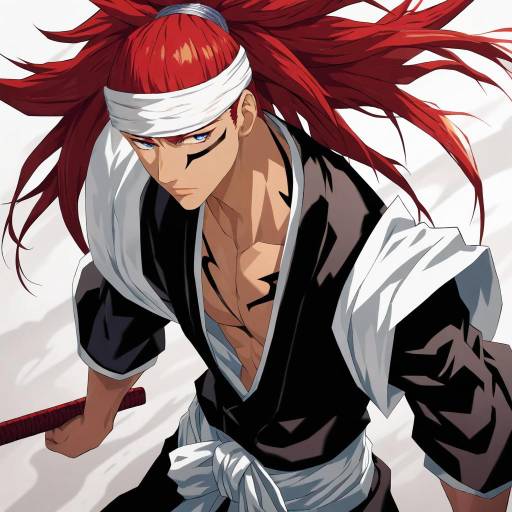 Illustration of Abarai renji, bleach in the style of Kurione (zassou)