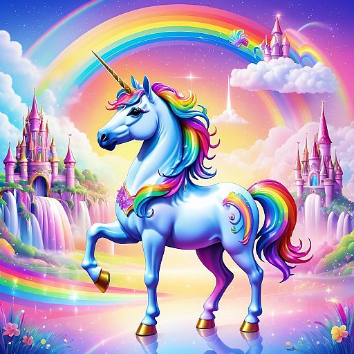 Playful Unicorn in a Magical Kingdom Playful Unicorn in a Magical Kingdom