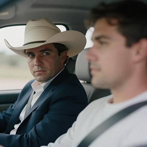 Intense Portrait in a Dark Car