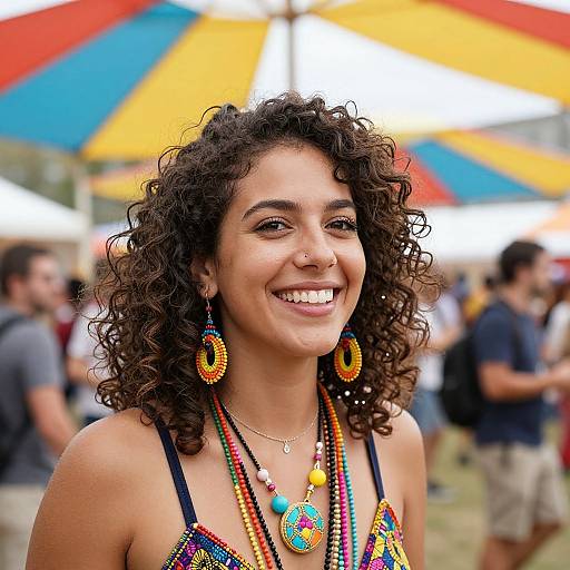 Joyful Woman at Vibrant Festival