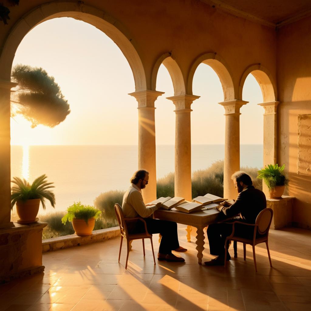 Writers in a Sicilian Villa at Sunset