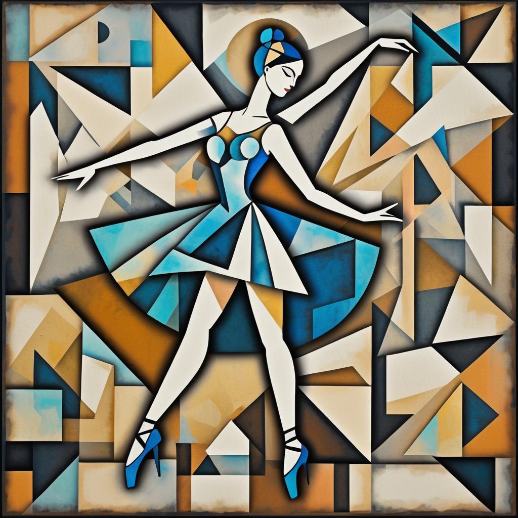 Elegant Ballet Dancer Cubist Collage