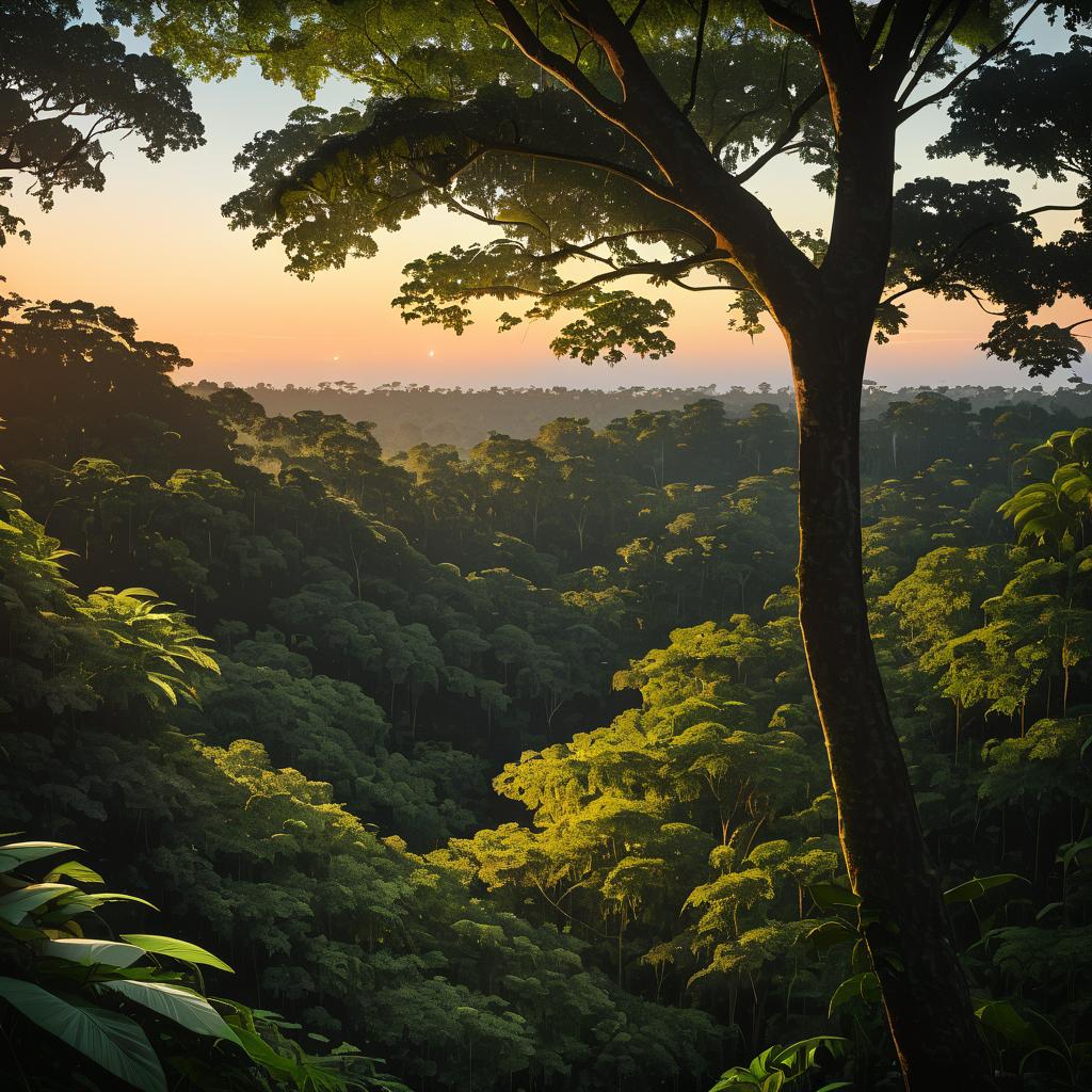 Serene Rainforest Canopy at Dusk