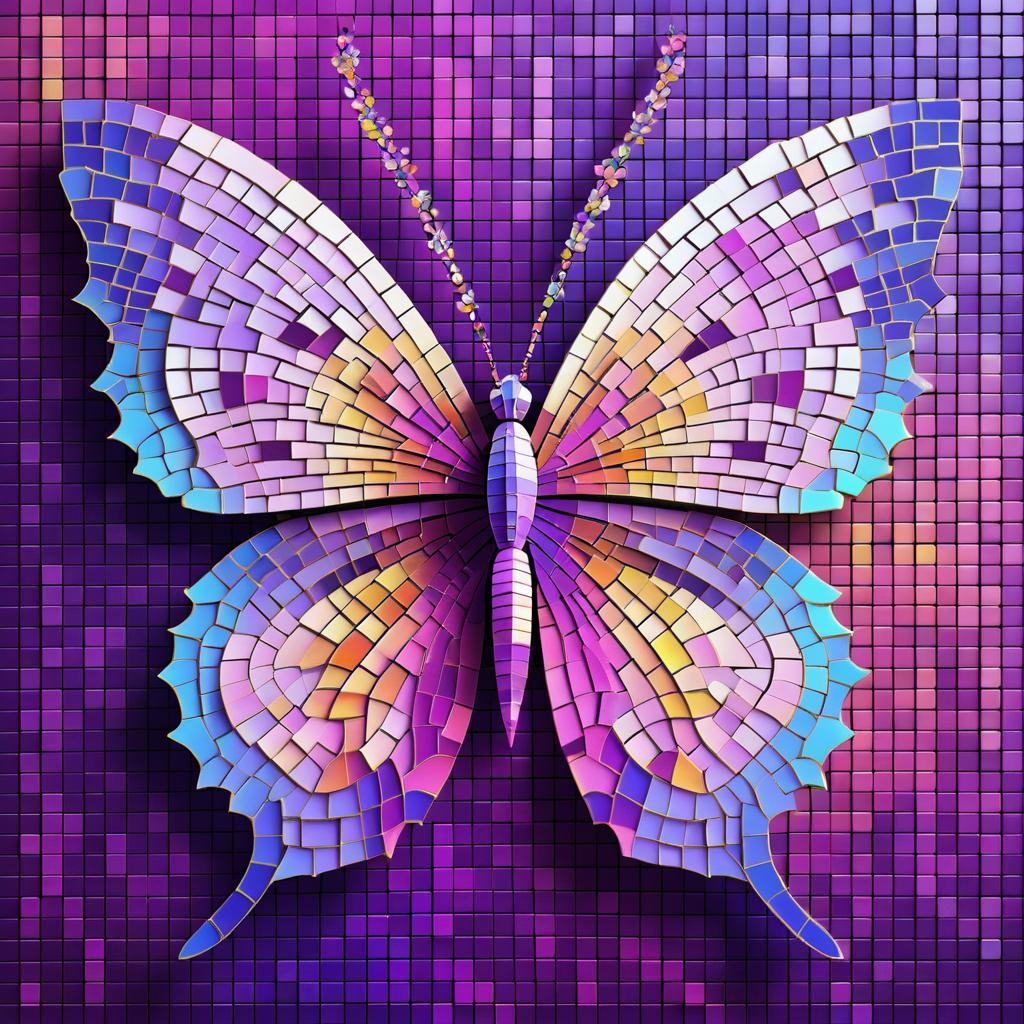 Whimsical Butterfly Mosaic Art Design