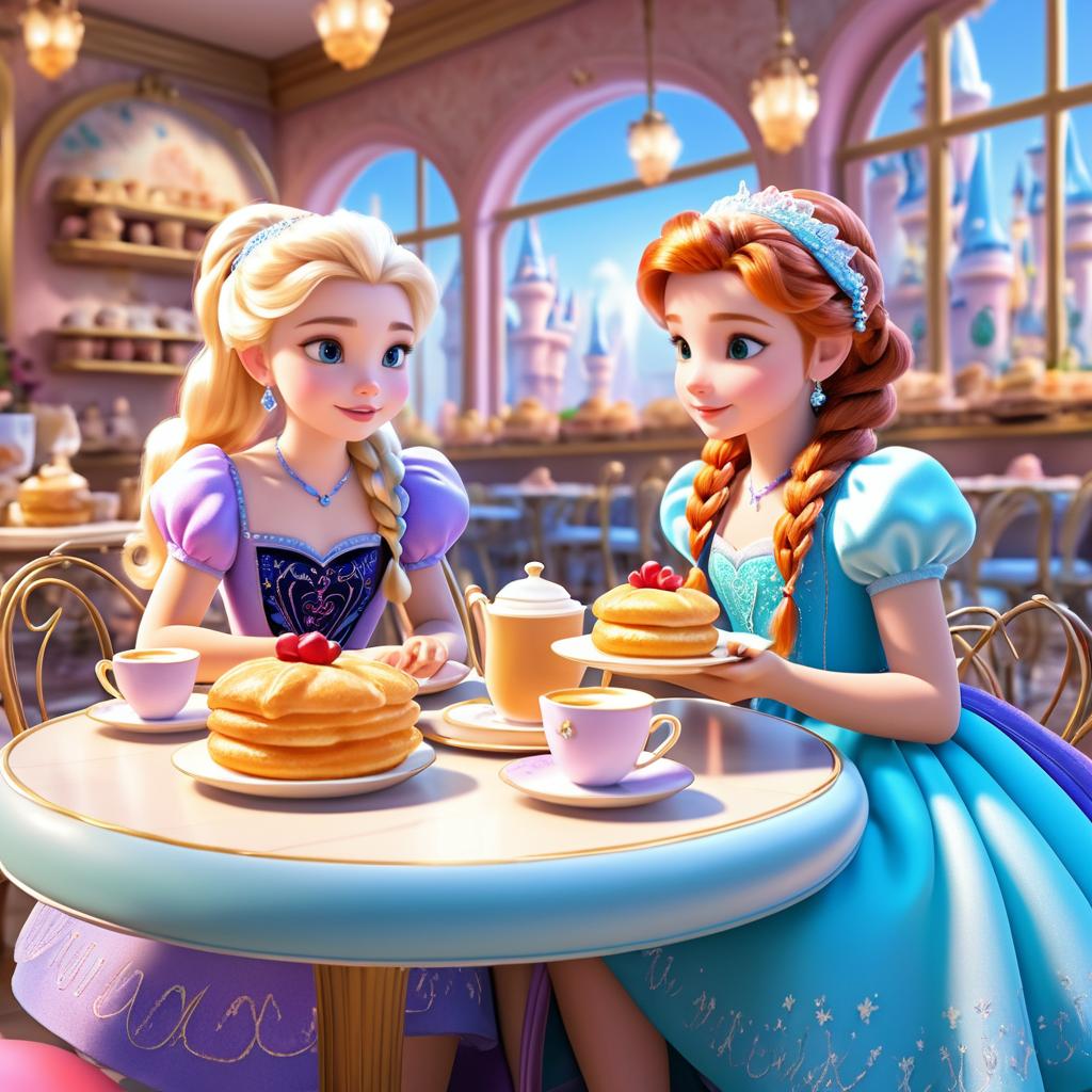 Young Elsa and Anna's Enchanted Breakfast