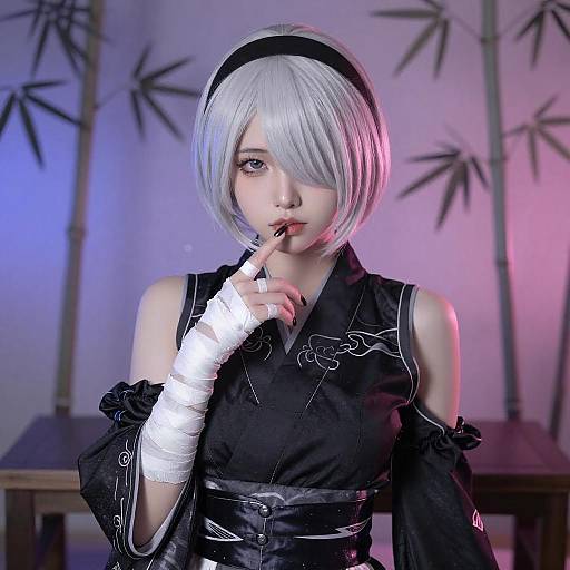 Seductive Anime Woman in Kimono