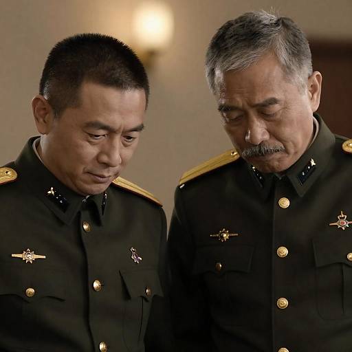 Two Middle-Aged Men in Military Uniforms