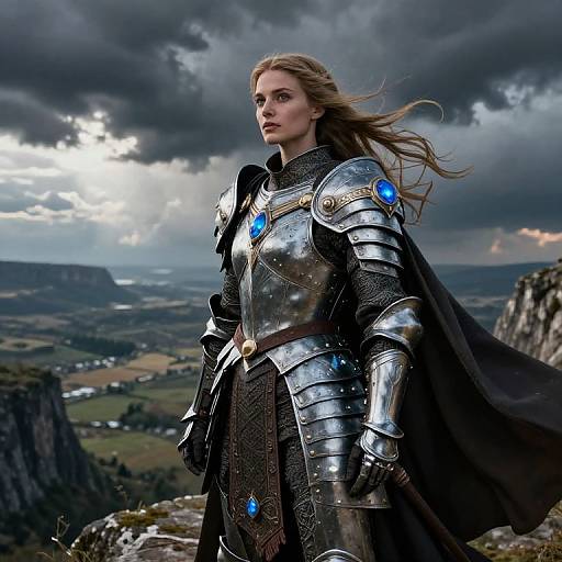 Warrior Queen on Cliff with Storm