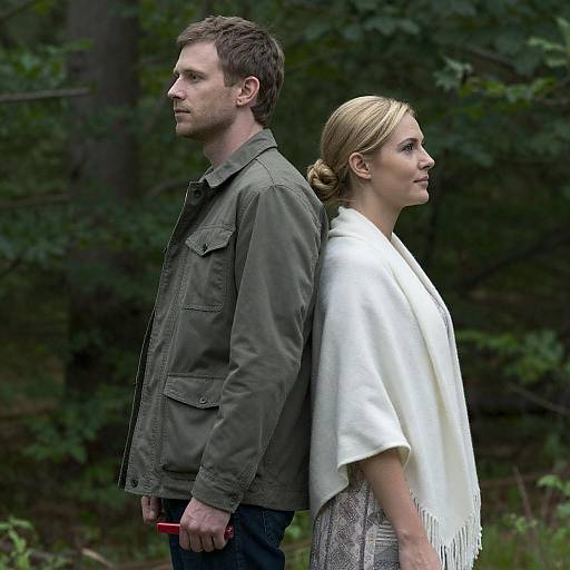 Couple Back-to-Back in Lush Forest