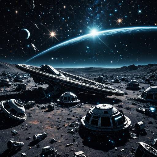 Deep Space Junkyard with Abandoned Spaceship Parts