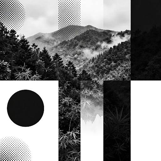 Monochrome Mountain Forest Collage