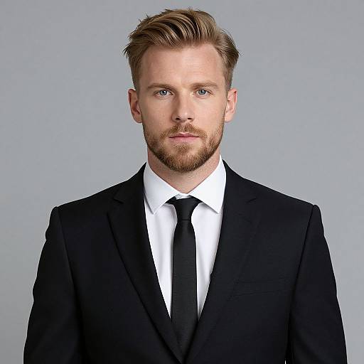 Blonde Man in Black Suit