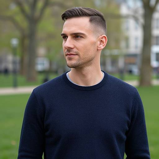 Stylish European Man in City Park