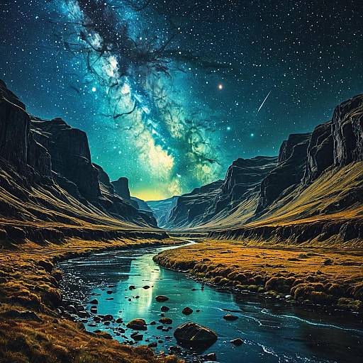 Galactic Center Over River Valley