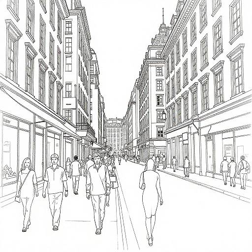 Monochrome Pen Outline Cityscape