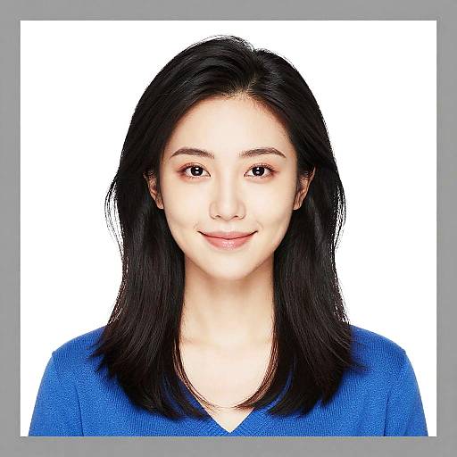 Portrait of Smiling Woman in Blue