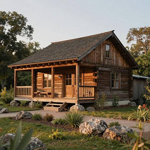 Charming Rustic Cabin in Golden Light