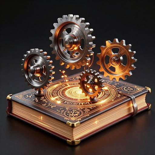 Pulsating Runic Grimoire with Cogs