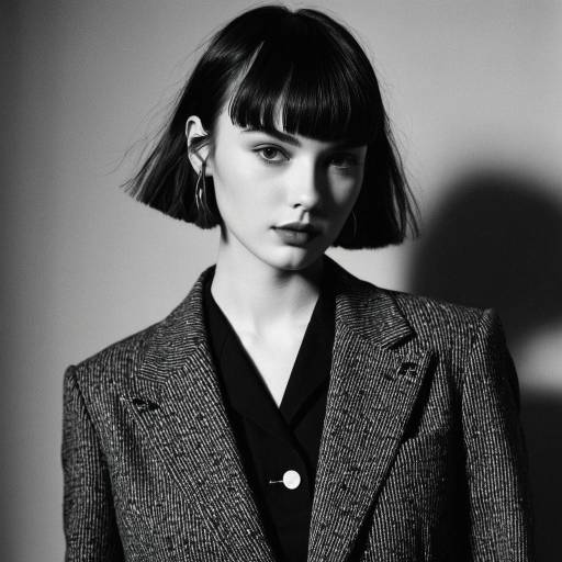 Chic Micro Bangs with Vintage Blazer