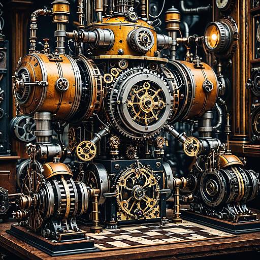 Steampunk Mechanical Automaton Puzzle Machine