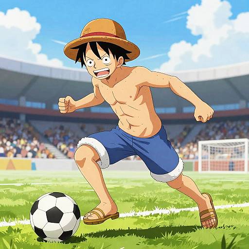 Luffy Soccer Action Artwork