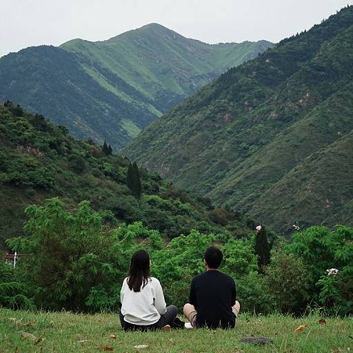 Serene Connection Amidst Ancient Mountains
