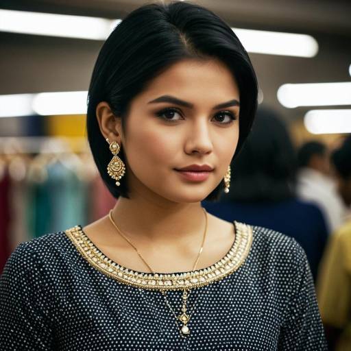 Portrait of Woman in Traditional Kurti and Jewelry