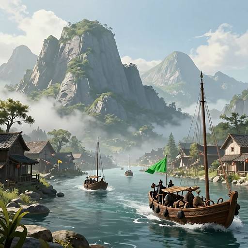 Foreshortened Fantasy Twin Mountain Seaside