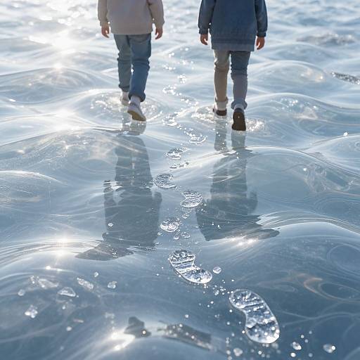 Children Exploring Translucent Glass Waves